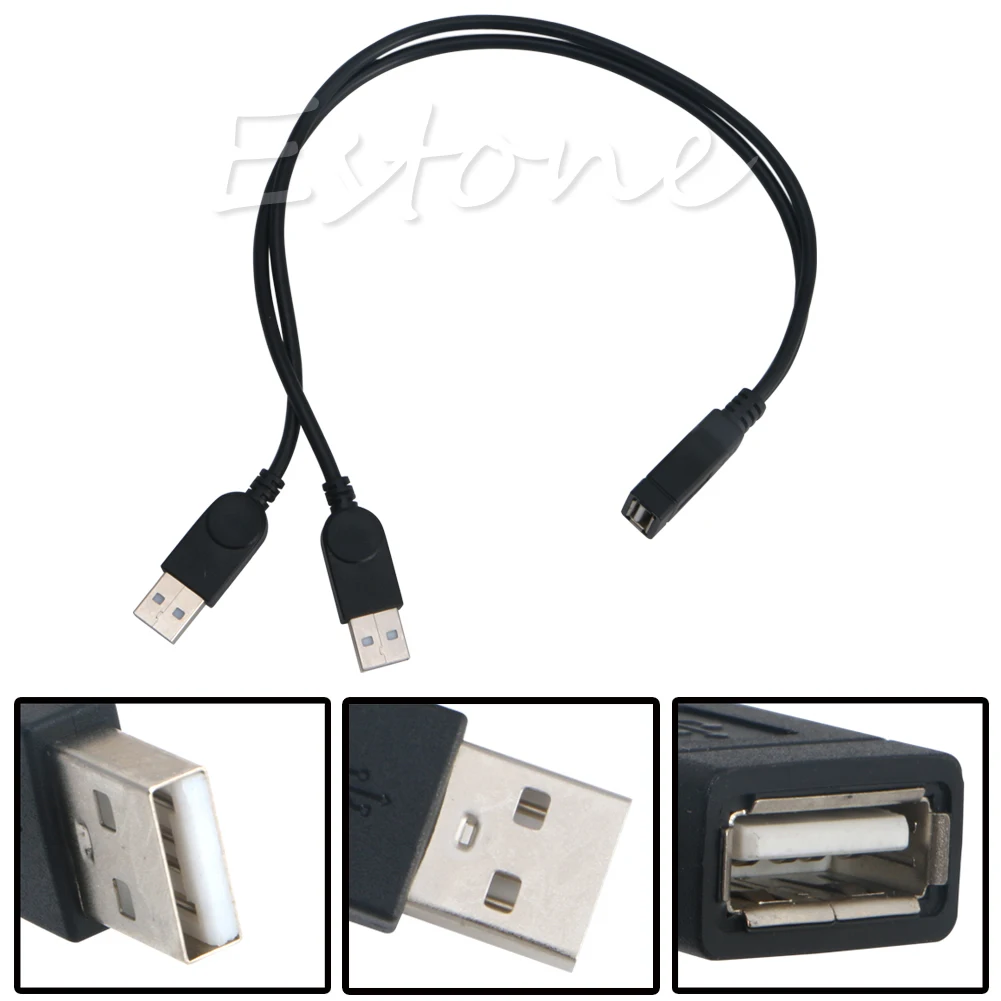 

New USB 2.0 FeMale to 2 Dual male Jack Y Splitter Hub Cord Adapter Cable 26cm