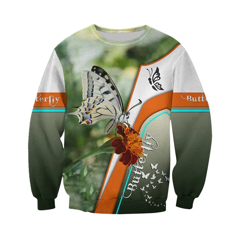

Men's and women's beautiful butterfly 3D printing zipper shirt fashion Hoodie Street hip hop hoodie-002
