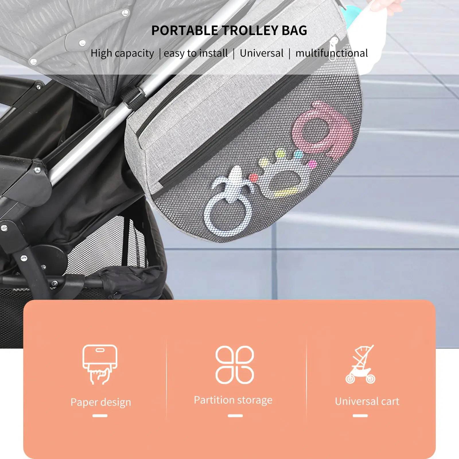 

Baby Stroller Bag Mummy Organizer Bag Nappy Diaper Carriage Buggy Pram Cart Basket Hook Stroller Accessories Womens Shoulder Bag