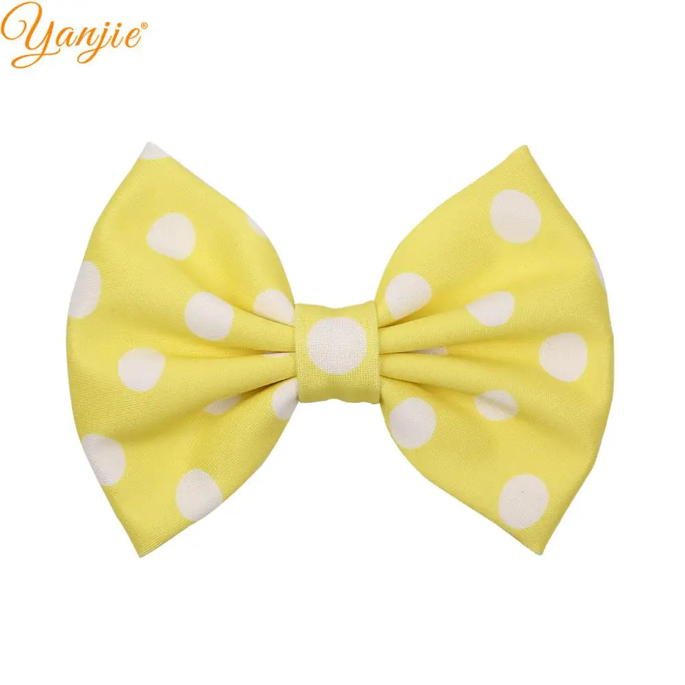 yellow 12 шт./лот, 5 дюймов, бант для волос в горошек, заколка ручной работы, заколки для волос для женщин, аксессуары для волос для девочек, Новое поступление - Цвет: yellow