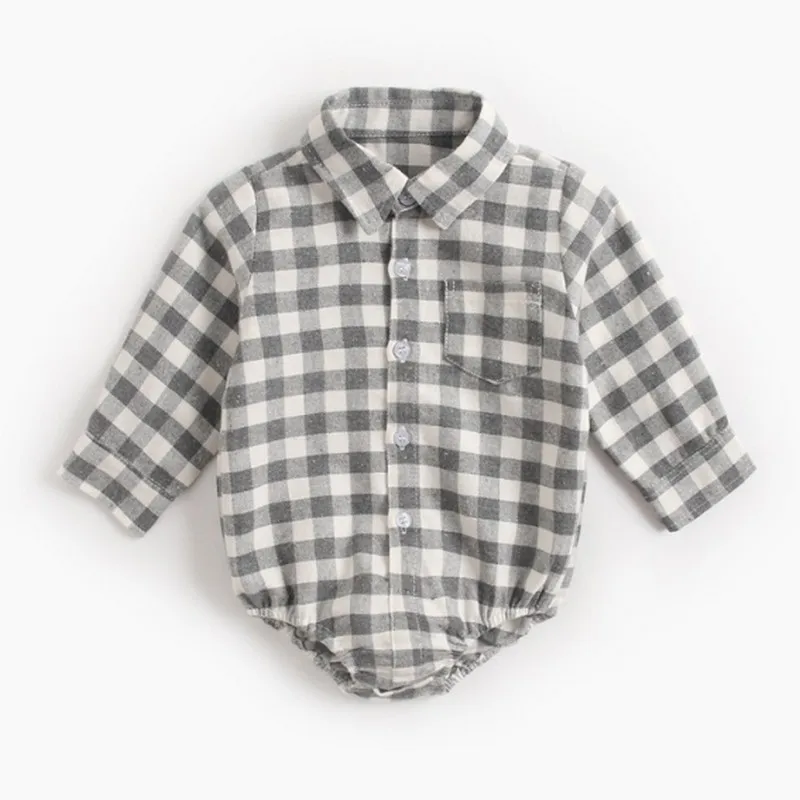 Casual Korean Baby Body Plaid Shirt Bodysuit for Newborns Long Sleeve Bodysuit for Babies Spring Autumn New Cute Baby Bodysuit