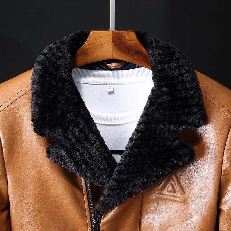 Мужская куртка на утином пуху из искусственной кожи зимняя размера плюс M-3XL 2019 |