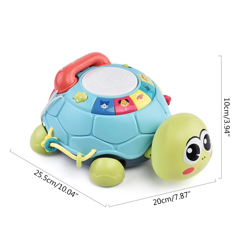

T5EC Kids Pretend Electric Turtle Phone Multifunctional Accessories Educational Play Preschool Table Toy Best Gift