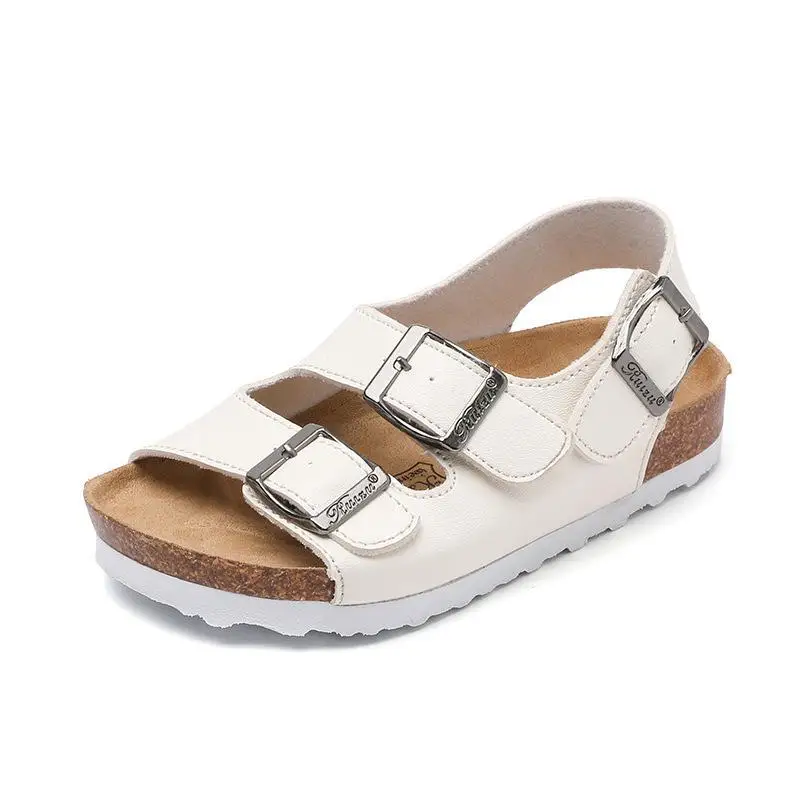 Sandalias de playa para ni&ntilde;os y ni&ntilde;as, zapatos deportivos de cuero suave, antideslizantes, de corcho, a la moda, para exteriores, novedad de verano 2019-1