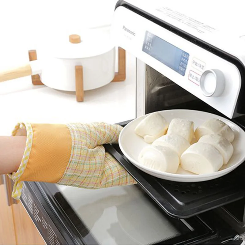 Protective Thickened Microfiber Oven Mitts Home Kitchen Cooking Baking Heat Resistant Gloves Anti-scalding Pot Holder |