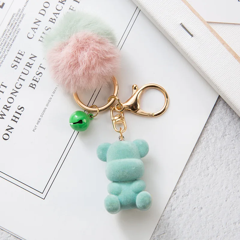Новинка стекающая медведь брелки для ключей милый меховой шарик Модные Простые