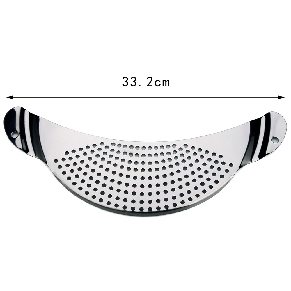 

Vegetable Drain Device Stainless Steel Filter Moon Shaped Pot Edge Filter with Handle Pasta Strainer Pan Strainer