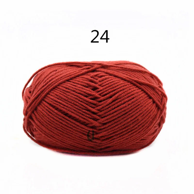 24 1pc 62 цвета хлопок Детская Пряжа молочного оттенка камвольная хлопок крючком нитки для ручного вязания шерсть линия окрашенная нить дешево - Цвет: 24 1pc