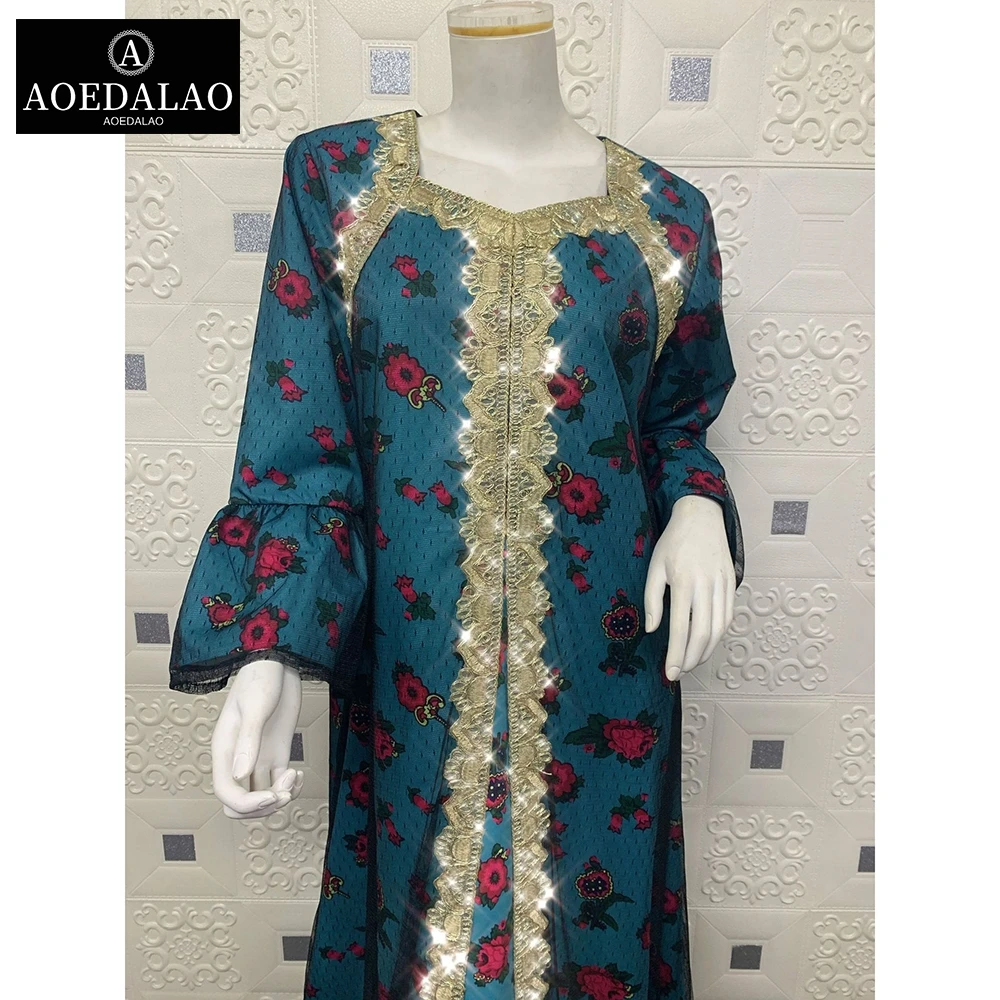 Вышивка Jalabiya сетки индийское платье мусульманское Abaya Eid Мубарак Дубай Турецкий