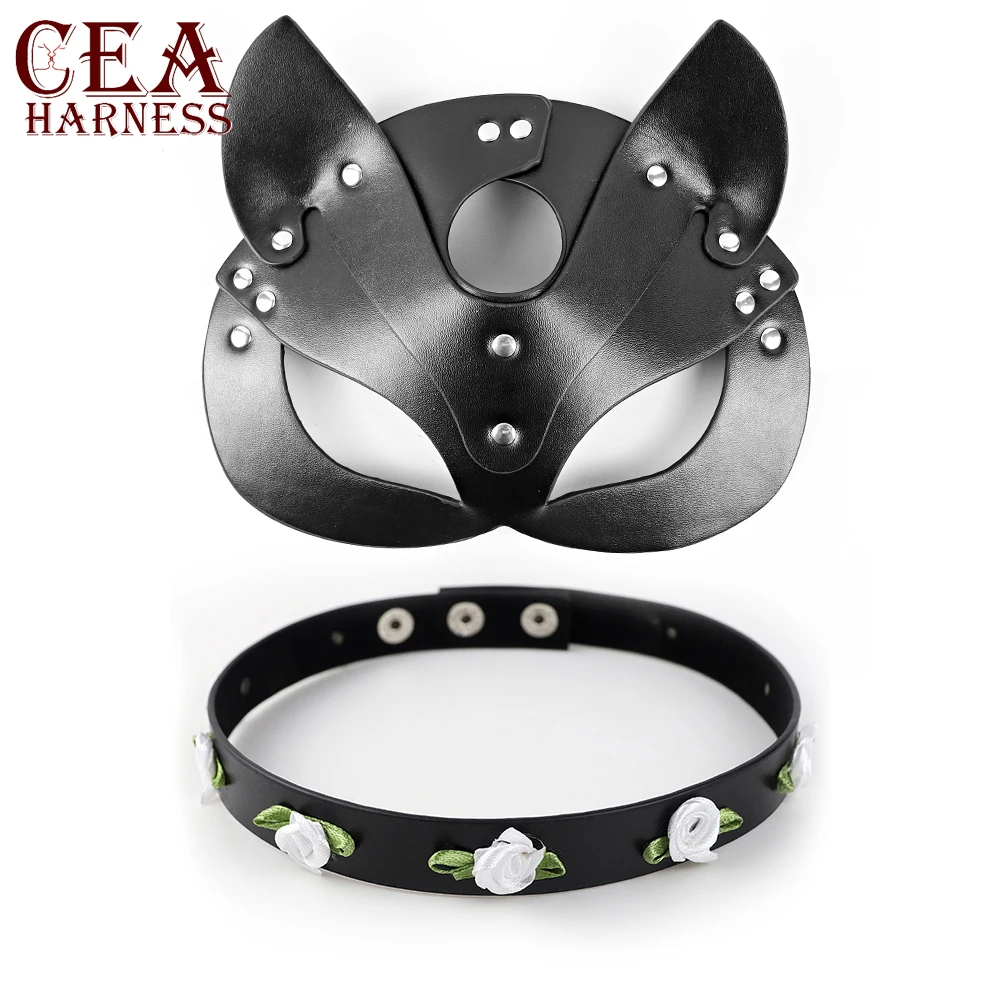 Эротическая сексуальная кожаная маска для косплея кошки женщины БДСМ фетиш