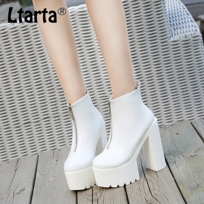 Новинка 2018 года Ботинки на высоком каблуке 14 см Водонепроницаемая Обувь молнии