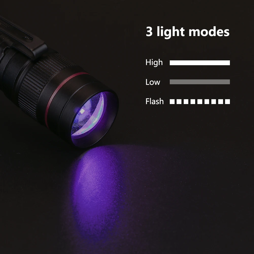 UV Flashlight Ultraviolet Torch LED Zoomable Pet Urine Stains Detector Use AA/14500 battery Mini UV Flashlamp Lantern 3 Modes images - 6