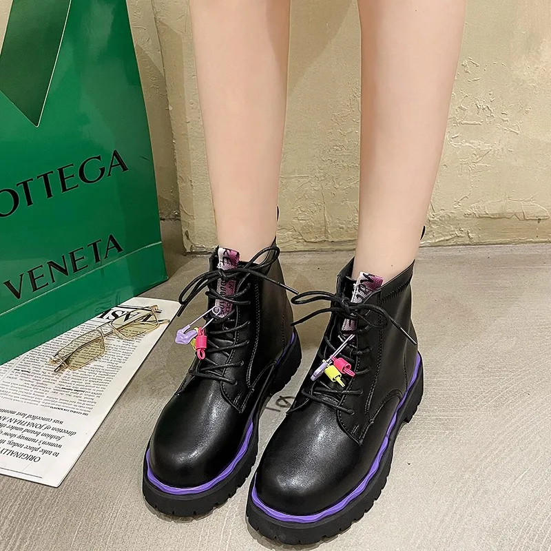 Martin boots women's autumn 2021 new street shooting thin punk boots wild straps increase thick-soled short boots women