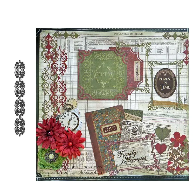 

Flowers Strip Decoration Metal Cutting Dies Scrapbooking Craft Stencil Handmade Tools Make Album Paper Model Mould Mold Template