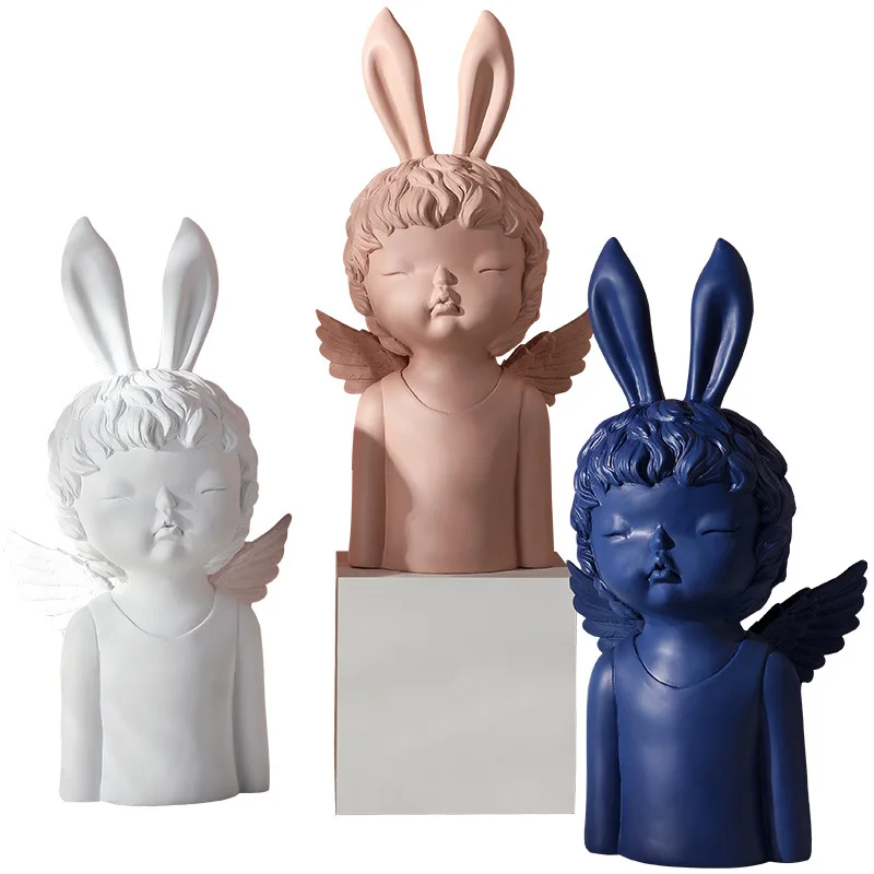Скандинавские Ins милый ангел кролик статуя мальчика изделия из смолы винный шкаф