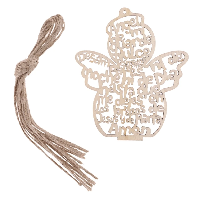 

12 Pcs/Pack Wooden Hollow Out Angel Doll Ornaments Pendants Embellishments for DIY Art Craft Projects Christmas Party with
