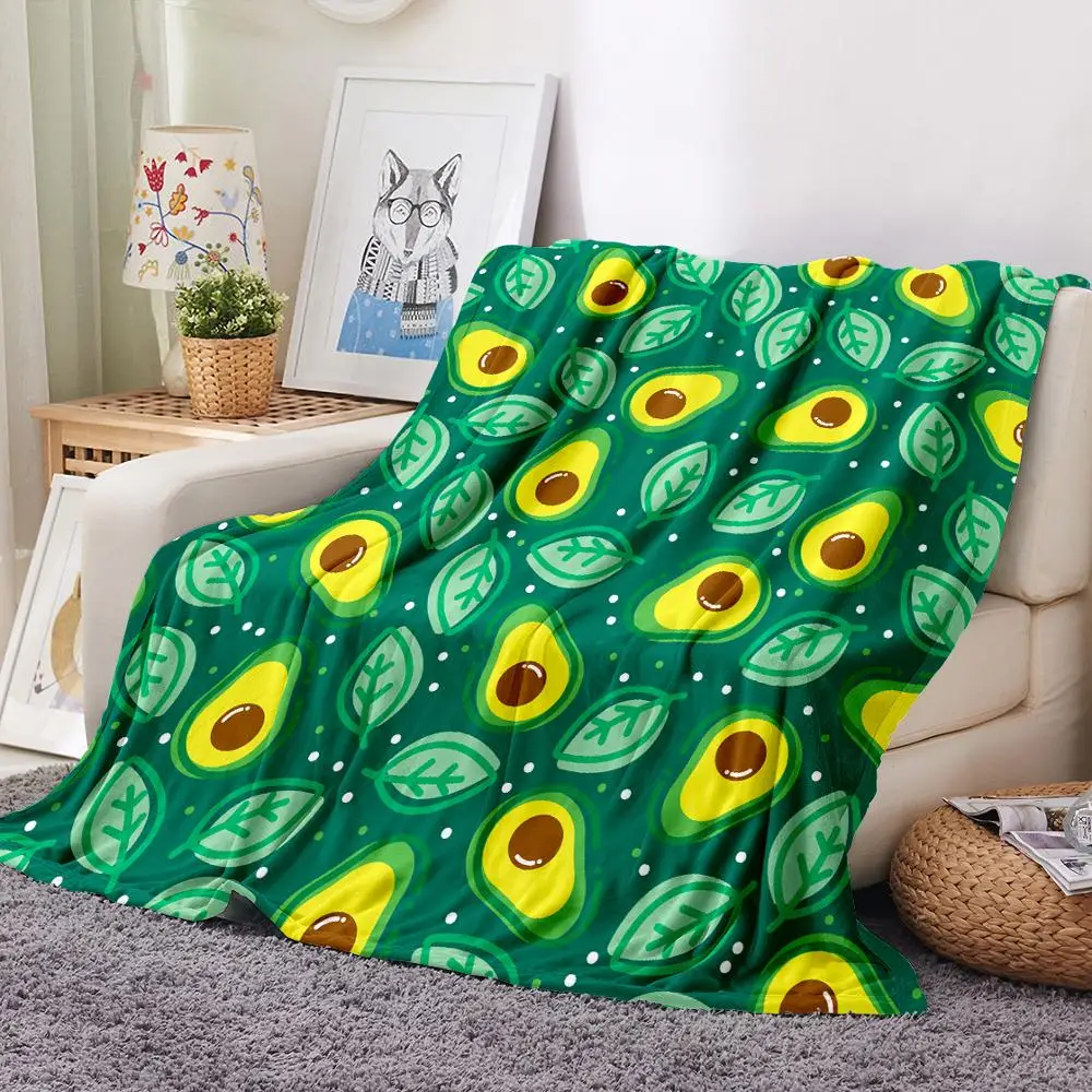 Фланелевое Одеяло с 3D-принтом авокадо зеленое пушистое одеяло фруктами для сна