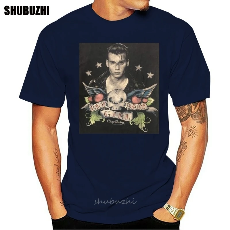 

Modern Fashion Cry Baby Girl Tattoo Johnny Depp Black T-Shirt Top Tee for Men fashion t-shirt men cotton brand teeshirt
