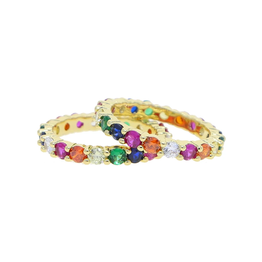 Оптовая продажа дешево Европейский красочные CZ кольцо вечности тонкие