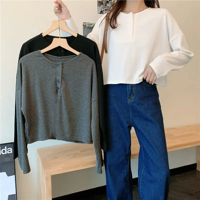 

Large size loose slim long sleeve T-shirt women's white bottomed cotton t-Shirt Tops female clothes tees P3 486