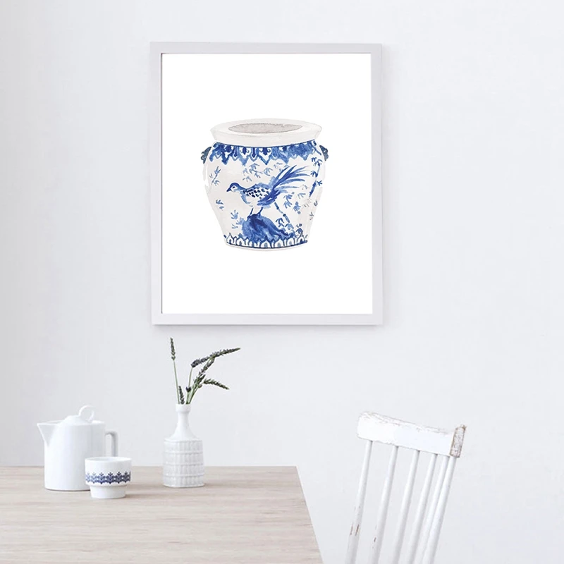 Китайские вазы сине-белые картины на холсте художественные принты и плакаты