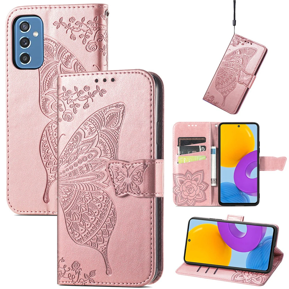 

Luxury Emboss 3D Butterfly Leather Wallet Case for Samsung Galaxy M52 5G 2021 Flip Case for Galaxy M52 Shell M 52 Phone Funda
