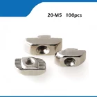 100 шт. M5 молоток 20-M5 гайка алюминиевый соединитель т крепеж раздвижная гайка никелированная углеродистая сталь для 2020 алюминиевого профиля