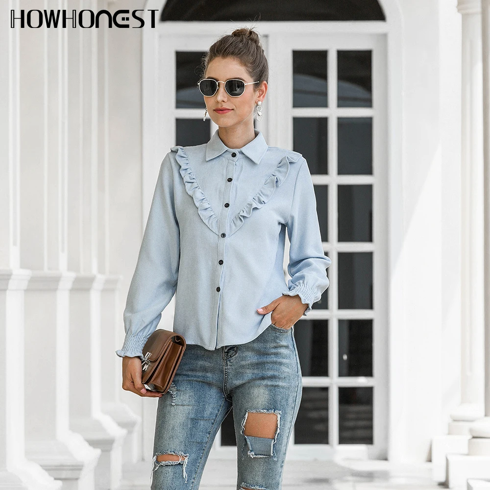 

Женская модель, Осенний Модный Топ с длинным рукавом, повседневный элегантный кардиган, рубашка, Женская Вельветовая блузка с оборками, жен...