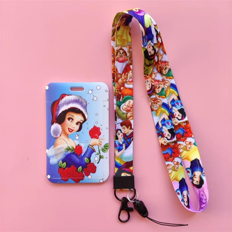 disney snow white princess kids bank card holder business badge card case frame abs employee case student lanyard id card holder free global shipping