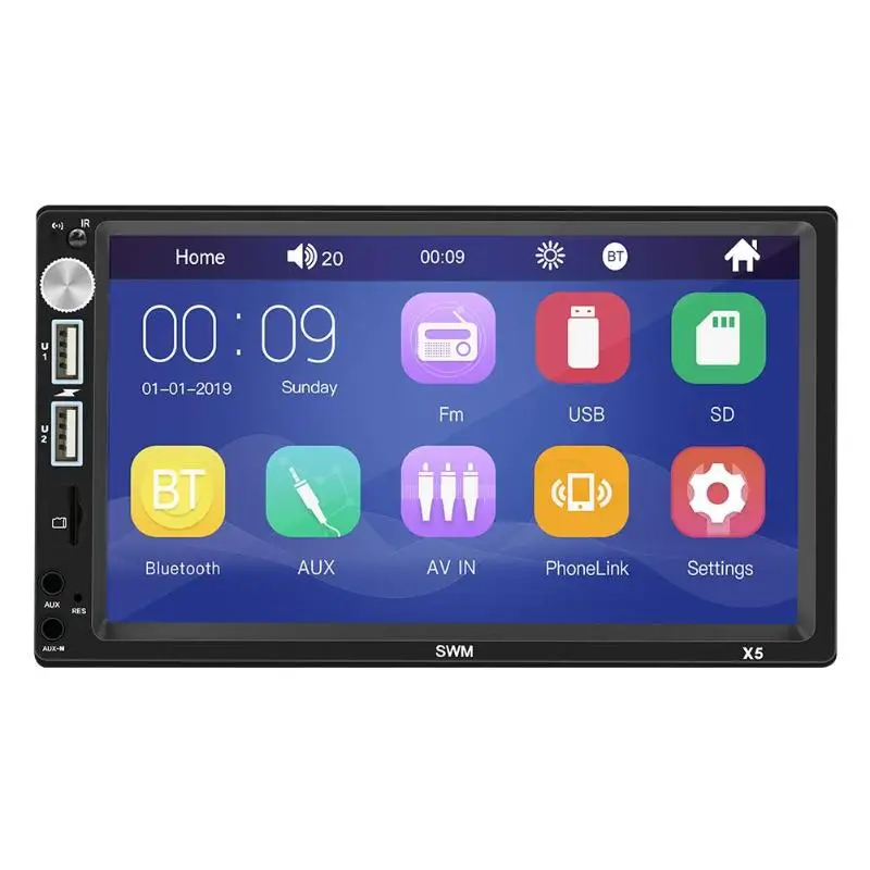 SWM X5 2 DIN 7 дюймов Bluetooth AUX RCA стерео MP4 MP5 плеер Видео FM радио приемник головное