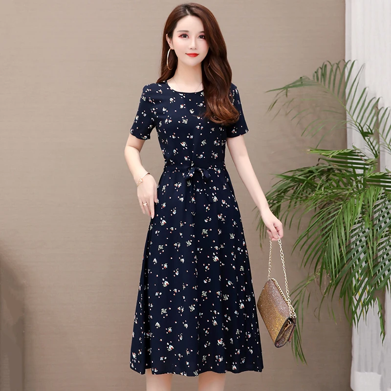 

2020 New Spring Summer Women Loose Floral Print Dress Ladies Dress Summer Casual Party Dresses Short Sleeve Dress