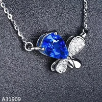 kjjeaxcmy fine jewelry 925 sterling silver inlaid natural sapphire ladies necklace pendant support detection luxury new