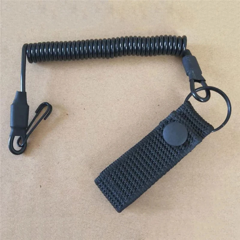 

Tactical Anti-lost Elastic Lanyard Rope Military Spring Safety Strap Gun RopeKey Ring Chain Binding Buckle Hunting Accessories