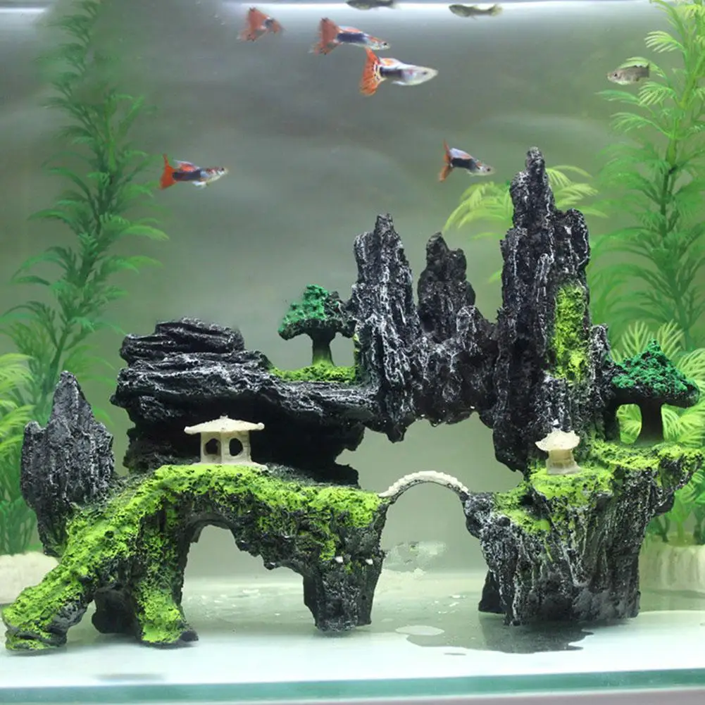Rockery Stone Fish Tank ландшафтное украшение для аквариума Mountain скрывающая пещера