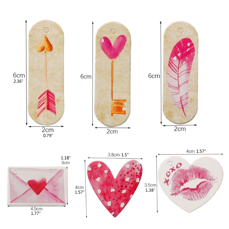 

50Pcs Sweet Pink Love Gift Tags DIY Heart Hang Tags Lovers Valentine's Day Kraft Gift Tags Labels with String Wrap Kit