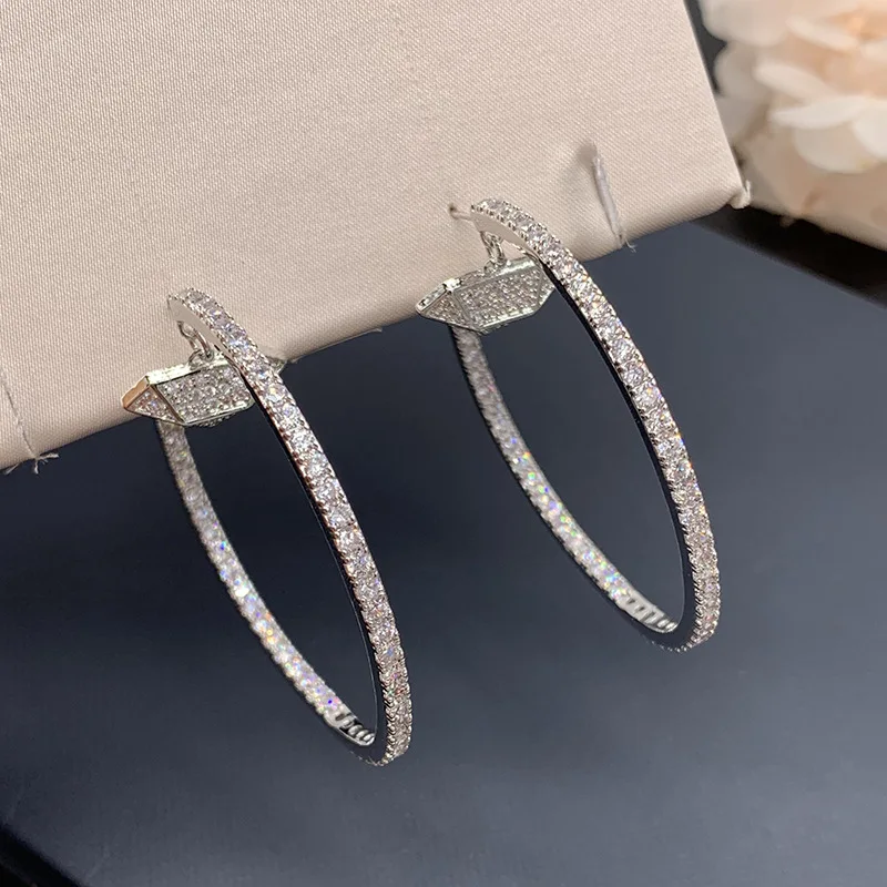 

Simple and cold wind diamond pendant C-shaped big ear ring micro-inlaid zircon earrings female INS tide shows thin face