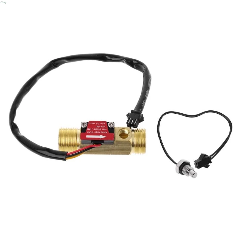 

G1/2" Brass Hall Flow Rate Meter NTC Temperature Measurement Water Flow Sensor Meter l29k