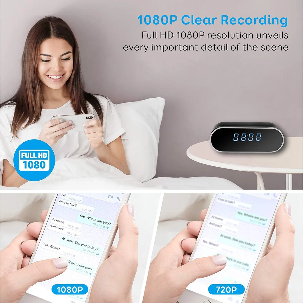 Беспроводные Часы няня 1080P WIFI мини камера P2P IP микро безопасности со скрытым