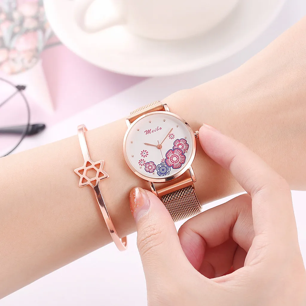 Женские часы дропшиппинг модные роскошные стальная сетка кварцевые наручные