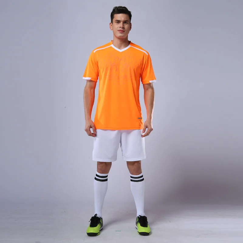 Orange Мужские футбольные майки, набор, футбольные майки, костюм с карманами, на заказ, Футбольная форма для тренировок, сделай сам, футбольные майки, набор, красный - Color: Orange