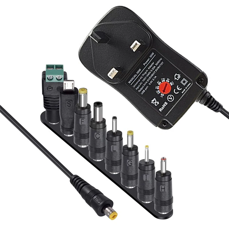 3V 4,5 V 5V 6V 7,5 V 9V 12V 2A/2.5A AC/DC адаптер US/EU/UK/AU регулируемые адаптеры питания универсальная usb-зарядка переключатель питания