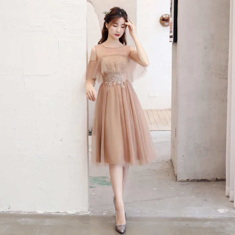 Бордовые Платья для подружки невесты Свадебные Элегантные чайные тюлевые