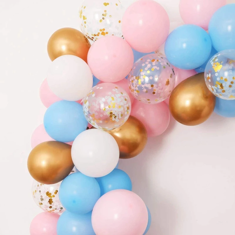 

75 Kit Balloon Garland,White Balloons+Pink Balloons+Blue Balloons+Gold Confetti Balloons,Birthday Balloons Party Decor