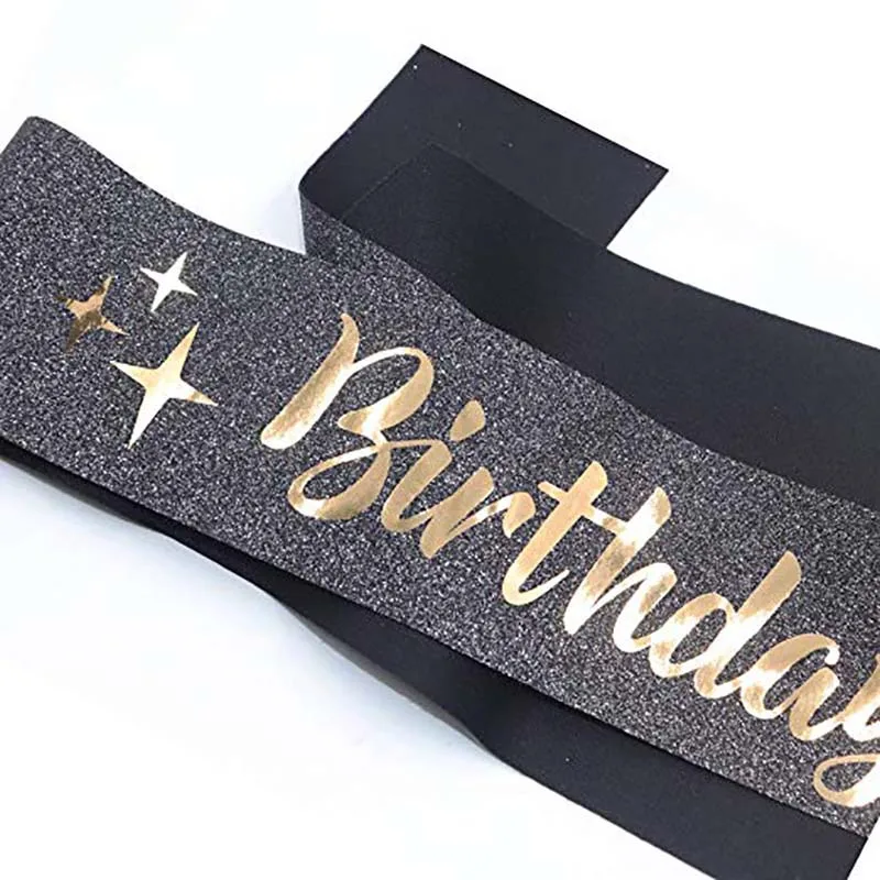 Атласный пояс на день рождения блестящий черный золотой товары для девочек и