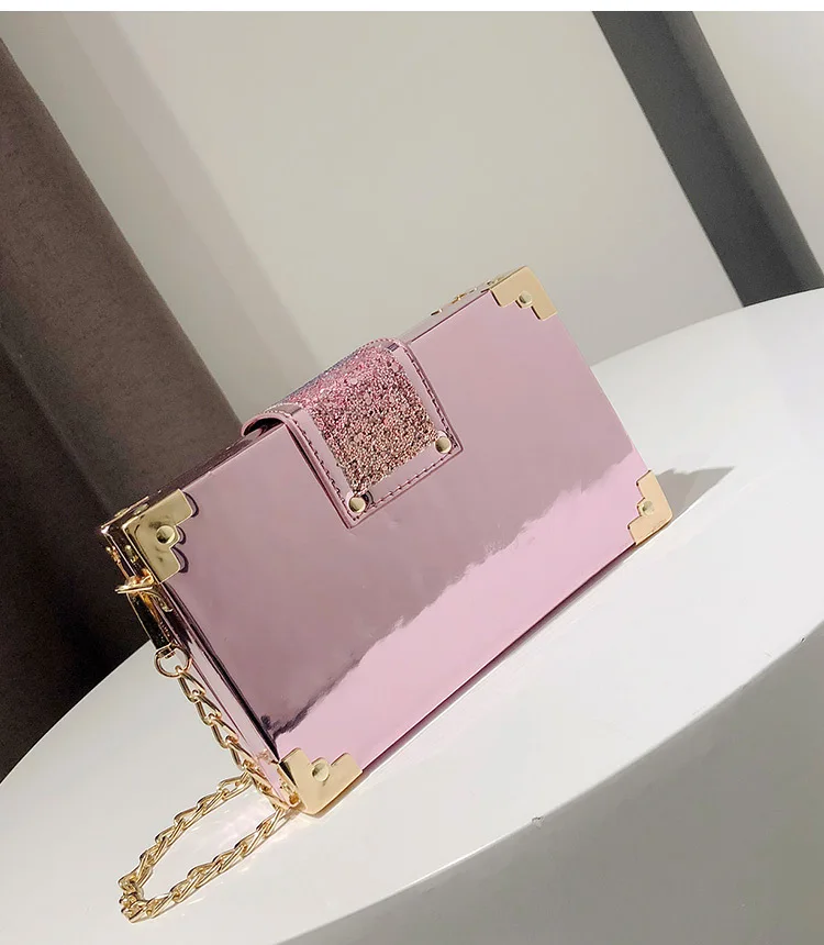 

Small Bag Female 2020 new fashion Korean version versatile chain cross-body bag fashion sequins box bag casual shoulder bag