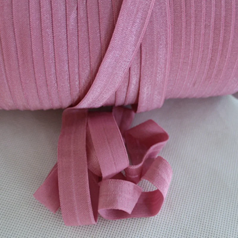 

5/8" Solid Color 149 Wild Rose FOE Fold Over Elastic Ribbon For Girl Hair Accessories 50Yards
