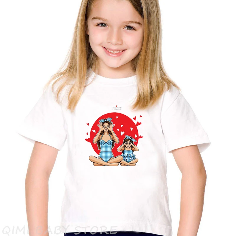 Одежда для мамы и дочки футболка женщин белого цвета девочек футболок всей семьи