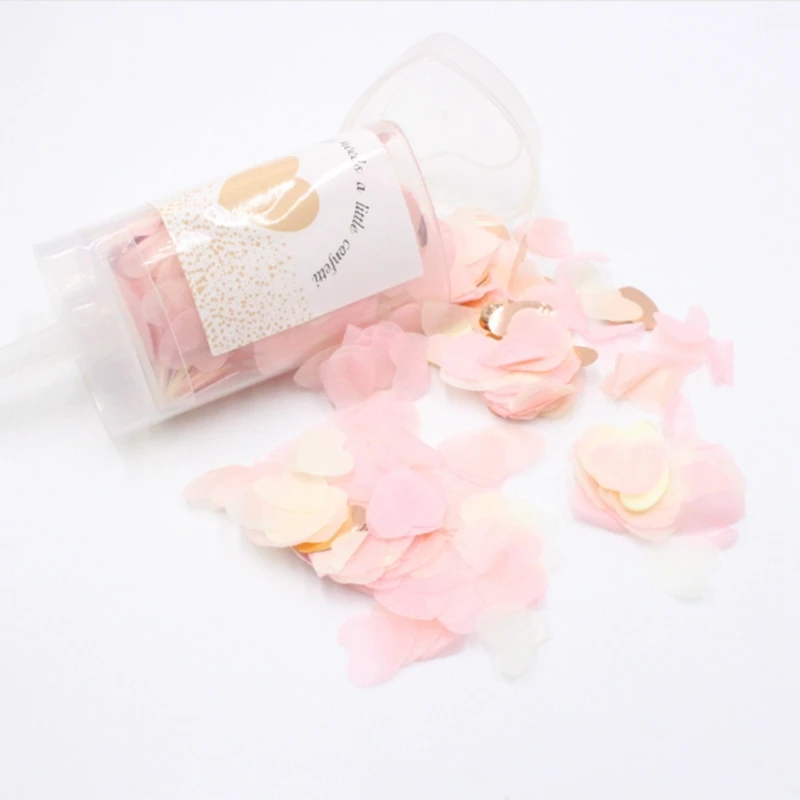 10Pcs Heart Push-Pop Confetti Poppers Wedding Baby Bride Shower Birthday Party Decoration Push Tube Cylinder Heart Shaped Confet