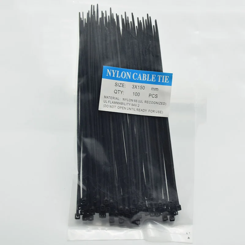 

100 шт., нейлоновые кабельные самоблокирующиеся пластиковые кабельные стяжки 3*100/3*150/4*200 MRO, промышленные застежки и оборудование, кабель