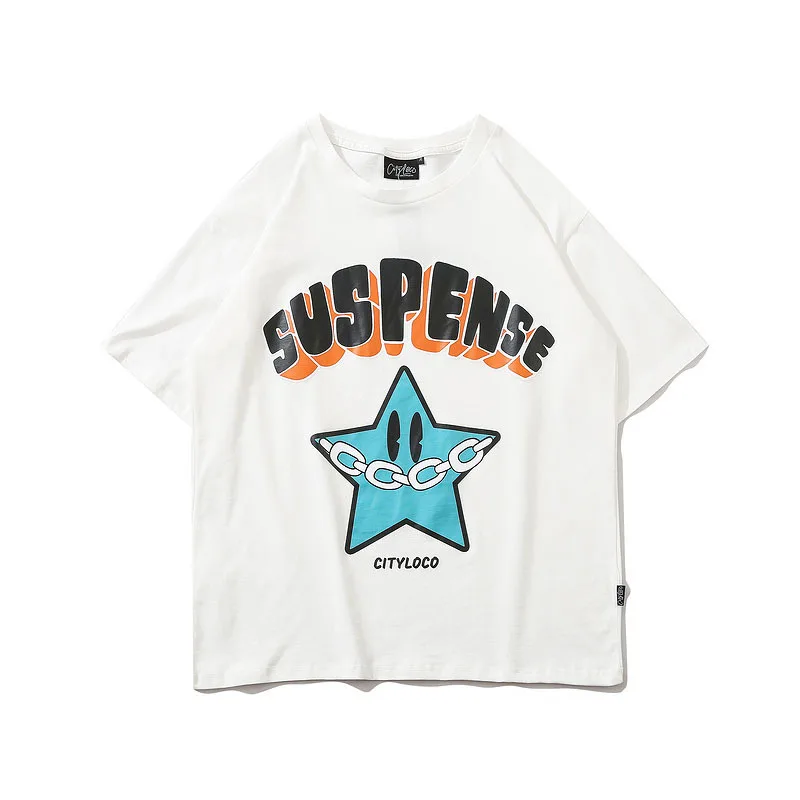 

2021 Original Fashion Brand Men's Short-Sleeved T-shirt Women Student Harajuku Hip Hop Cartoon Sports Couple's Tops Fashion